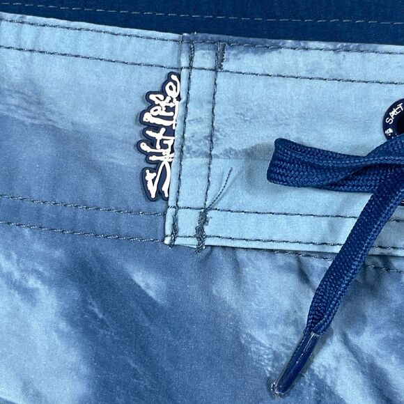 Salt Life SLX-QD Boardshorts Men 38 Blue Green Vapor Stretch Swimwear Drawstring - Picture 6 of 11